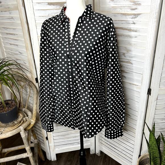 VINTAGE BELUVA SAN FRANCISCO Women's Polka Dot Button Front TopBlack White XL - Picture 6 of 16